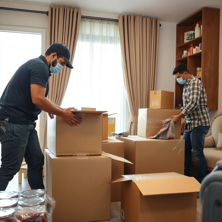 Packed moving boxes ready for a house move
